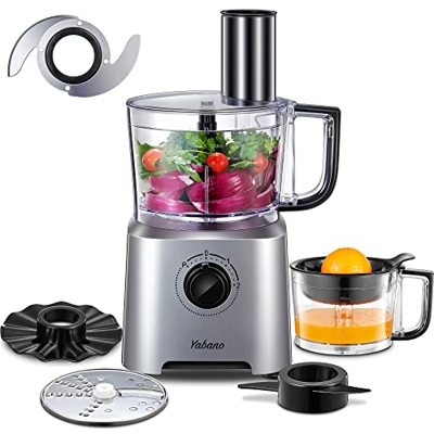 Yabano Procesador de Alimentos, 6 en 1 Procesador de Alimentos Multifuncion (Licuadora, Picadora, Multi Mezclador con Cuchilla para Masa), cuchillas d