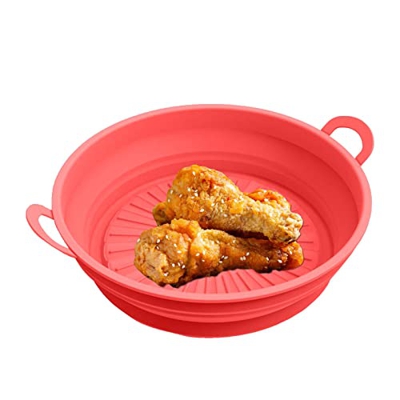 Rosixehird Cesta de Silicona para freidora de Aire | Cuenco de Cesta Antiadherente Reutilizable de 8.5 Pulgadas | Accesorios para Horno de Cesta de fr