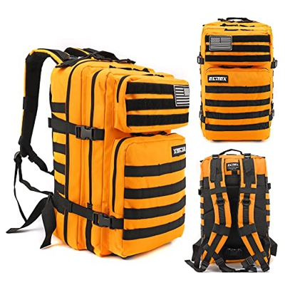 Mochila 45L Táctica Militar USA Impermeable Deportiva Caza Aire Libre Deportes Gimnasio Portatil Oxford 900D (Naranja)