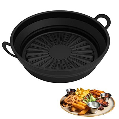 X/Y Cesta de Silicona para freidora de Aire - Tazón de Cesta Antiadherente Reutilizable de 8,5 pulgadas/21,59 cm,Olla Multiusos de Silicona Resistente