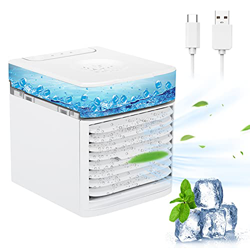 HAOTING Ventilador de Aire Acondicionado USB, 3 velocidades, 41 °F, Ventilador de refrigeración de Aire, Mesa con esterilizador UV, luz LED de Color p en oferta