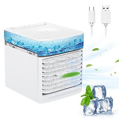 HAOTING Ventilador de Aire Acondicionado USB, 3 velocidades, 41 °F, Ventilador de refrigeración de Aire, Mesa con esterilizador UV, luz LED de Color p