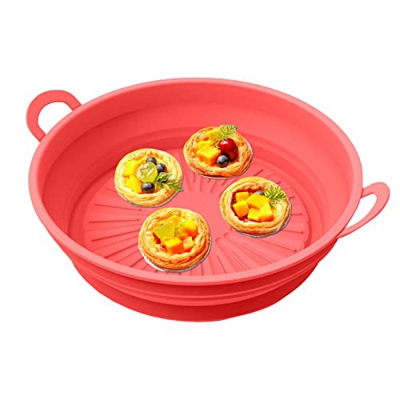 Zhihui Cesta de silicona para freidora de aire caliente – Cesto reutilizable de 8,5 pulgadas | Olla multiusos de silicona resistente al calor para air