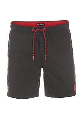 riverso RivDavid - Bañador corto para hombre, 100% poliéster, color negro, azul, rojo, verde, S, M, L, XL, XXL, 3XL, 4XL, 5XL Black Red (24001) XL