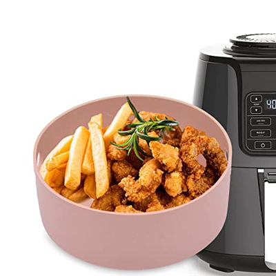 Shenrongtong Revestimiento Freidora Aire Silicona, Accesorios Freidora Aire Repetibles con Asa, Revestimiento Freidora Antiadherente Horno, Microondas