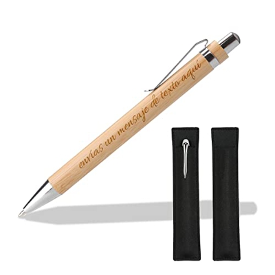 Boligrafos Personalizados,OXYEFEI Juego de Bolígrafos de Madera Grabados Personalizados Graba el Texto o el Nombre que desees Ideal como Regalos Perso
