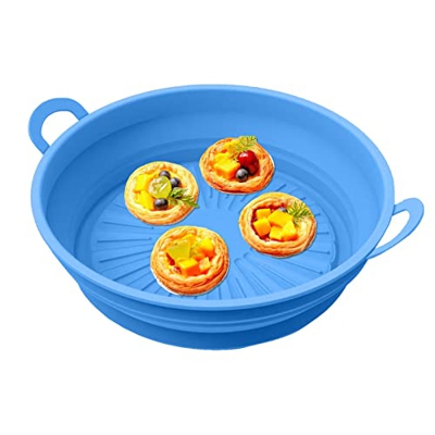 puzzlegame Cesta de Silicona para freidora de Aire - Tazón de Cesta de freidora de Aire Reutilizable de 8.5 Pulgadas Antiadherente | Accesorios para f