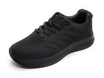 Zapatillas Deportivas Mujer Negro Entero Running Ligero Malla Transpirable con Cordones Zapatillas de Deporte para Mujeres Fitness Correr Atletismo Ca