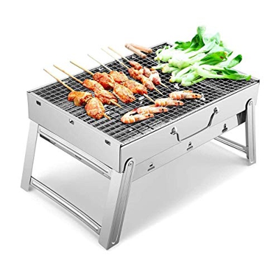 Parrilla de carbón Plegable portátil de Acero Inoxidable, Kit de Herramientas de Barbacoa para terraza de pícnic al Aire Libre