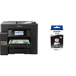 Epson EcoTank ET-5800 | Impresora Alto Rendimiento Multifunción WiFi A4 con Impresión Doble Cara + C13T06B140 Tinta Negra 127 ml 7500 Lados EcoTank Bo en oferta