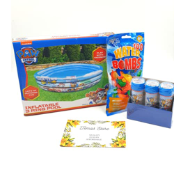 Paquete inflable de piscina para niños: incluye piscina inflable de 3 anillos de la Patrulla Canina, juguetes de piscina de verano, globos de agua fác en oferta