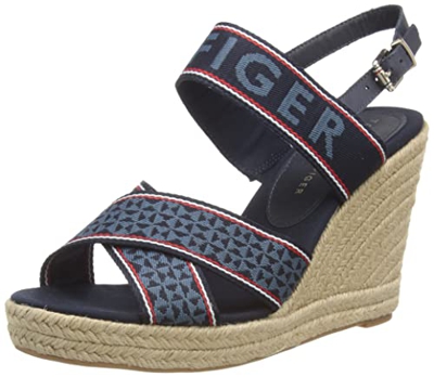 Tommy Hilfiger Tommy Webbing Sandalia de cuña Alta, Tipo Alpargatas Mujer, Cielo del Desierto, 40 EU