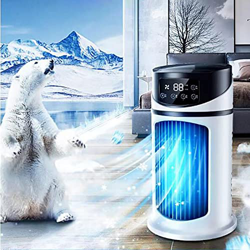 Ventilador de Aire Acondicionado portátil con Temporizador, miniventilador evaporativo Personal 3 en 1 con luz LED de 7 Colores, Velocidad del Viento  en oferta