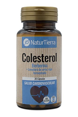 NATURTIERRA Colesterol - Berberina y Levadura de Arroz Rojo Fermentado - Contribuye a Mantener Niveles Normales de Colesterol - 30 Cápsulas de 595mg -