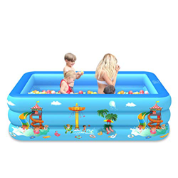 J-ouuo Piscina hinchable para niños, piscina hinchable portátil con bomba pequeña, piscina cuadrada para niños para divertirse en verano en oferta