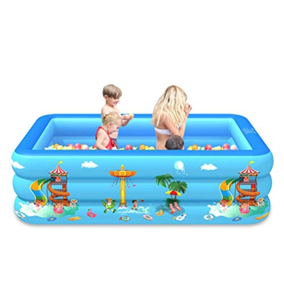 J-ouuo Piscina hinchable para niños, piscina hinchable portátil con bomba pequeña, piscina cuadrada para niños para divertirse en verano