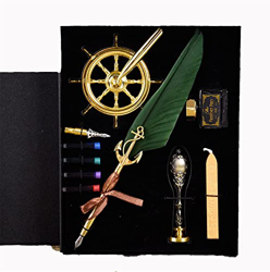 Feather Pen Creative Feather Dip Pen Juego de Tinta de Escritura Quill Pluma estilográfica Set for Principiantes Amigos Niños (Color : Western Green) características