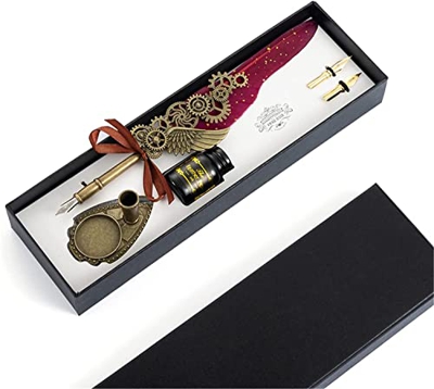 Pluma Pluma Plumas Estilográficas Pluma Antigua Escritura Dip Pen Kit for Principiantes Amigos Niños (Color : C)