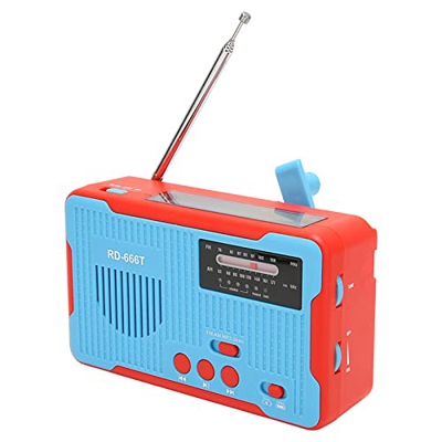Radio de Emergencia, AM FM Luz LED Manivela O Solar 5V 2A Enchufe de Carga Radio Multifuncional, Antena de Radio Incorporada 2300mAh para Acampar Al A