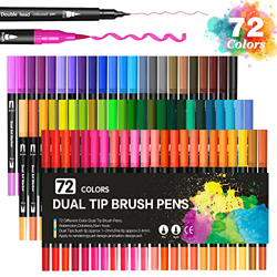 Dvifzu Rotuladores Lettering 72 Colores, Profesionales Pincel Doble Punta Fina Gruesa, Rotuladores Acuarelables y 3 Plantillas para Niños y Adultos Le en oferta