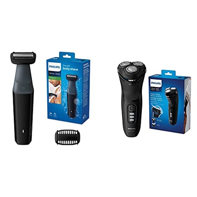 Philips BG3010/15 Serie 3000 - Afeitadora Corporal Apta para la Ducha con 1 Peines-Guia + Afeitadora eléctrica, cabezales pivotantes y flexibles 5D, c