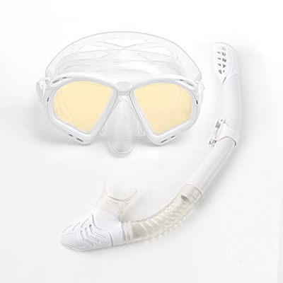 Gafas de Buceo Mirror Belt Dry Snorkel Máscara de buceo panorámica Anti-vaho Dry Snorkel Set Snorkeling Triple Treasure Diving Goggles Snorkel Set Hom
