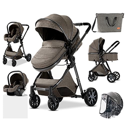 3 en 1 Sistema de Viaje Para Bebé Silla de Paseo 3 en 1 Carrito con Capazo Cochecito de Bebé Cochecito de Paisaje Alto Reclinable Cochecito Estándar P