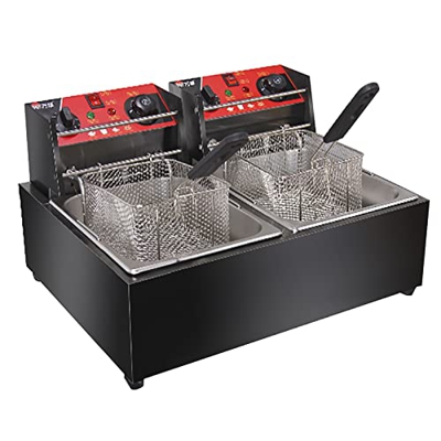 ZYFC Freidora con Cesta, Freidoras Eléctricas de Encimera de 2500 W, Freidora Grande de Acero de Titanio Negro Engrosado con Olla de Aceite Extraíble 