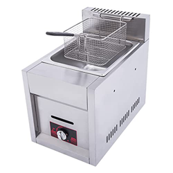 CHUYONGJIN 6L Freidora de Gas multifunción,Freidora De Gas De Acero Inoxidable con Cesta Y Controlador De Temperatura para Papas Fritas,Mariscos,Resta precio
