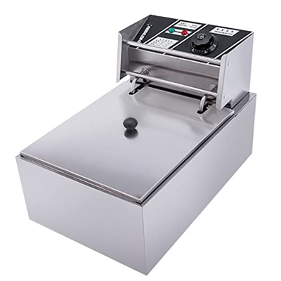 CHUYONGJIN 6 litros Freidora Eléctrica Profesional,Freidora de un Solo Tanque,Temperatura de la Freidora de Acero Inoxidable Ajustable con Canasta de 