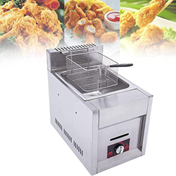 CHUYONGJIN Freidora De Gas Comercial 6L,Freidoras ProfesionalesAjuste Manual De Temperatura Acero Inoxidable con Cesta Extraíble Freidora De Chips Pap en oferta