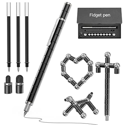 Bolígrafo Magnético, Strato Pen de Descompresión Negro, Bolígrafo Magnetico, Fidget Pen para DIY Regalo Creativo, Bolígrafo Lápiz Táctil para Hombres,