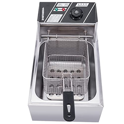 CHUYONGJIN Freidora con Aceite,Freidora Eléctrica Comercial De 6l,Freidora De Acero Inoxidable,Gran Capacidad con Cesta,Freidora Simple,Restaurante,Ho