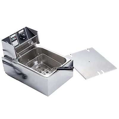 CHUYONGJIN Freidora con Aceite,6 L Freidora eléctrica Comercial,freidora eléctrica de Acero Inoxidable con Cesta para Asar,pequeña freidora para Patat