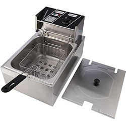 CHUYONGJIN 2500 W Freidora eléctrica,Freidora de un Solo Tanque,Freidora eléctrica Comercial 6L Acero Inoxidable con Cesta,para Restaurante y hogar,Te en oferta