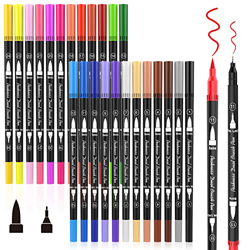 24 Colores Rotuladores Lettering Profesionales, Rotuladores Punta Pincel Doble Punta, Rotuladores Lettering para Hacer Lettering para Graffiti, Caligr en oferta