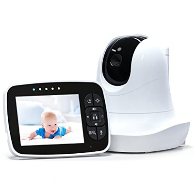 HAOTING Vigilabebés Video Baby Monitor con cámara Digital, Monitor de Video inalámbrico de 2.4Ghz con Monitor de Temperatura, Rango de transmisión de 