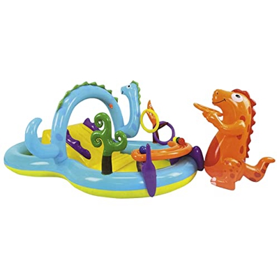 Centro de juegos de dinosaurios Centro de juegos de agua inflable Multicolor Salpicaduras de agua Diversión Niños Piscina de remo 223x130x80cm HTUK®