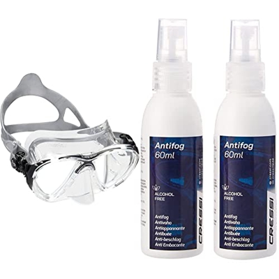 Cressi Big Eyes Evolution - Gafas de Buceo + Premium Anti Fog - Antivaho Spray para Máscara de Buceo/Gafas de Natación, 60 ml