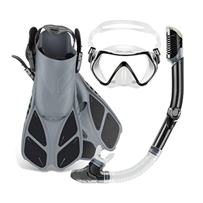 Gafas de esnórquel, zapatillas de pie ajustables, juego de tubos de respiración, accesorios profesionales para buceo y natación al aire libre , Negro
