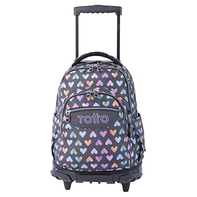TOTTO Mochila escolar con ruedas corazones de colores Renglones de color Multicolor