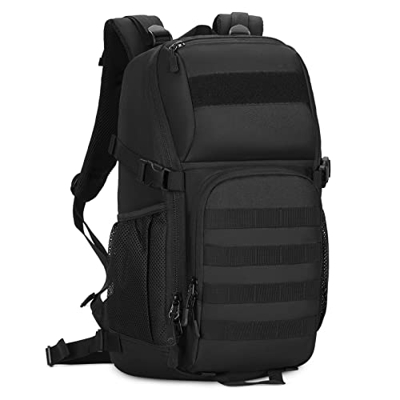 HUNTVP 25L Mochila de Asalto Militar Táctical MOLLE Bolsa de Hombro Impermeable para Caza Viajar Aire Libre Camping Senderismo, Negro