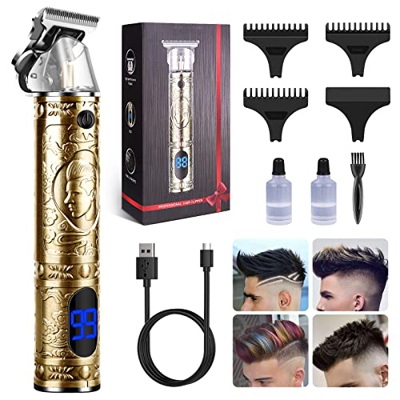 WARMTUYO Maquina Cortar Pelo, Cortapelos Hombre de Alta Precisión, Larga Espera Afeitadora de Pelo Electrica, T-Blade Inalámbrico Recortadora de Barba