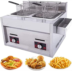 JIADUOFU Freidora, freidora de Gas Comercial, Cesta de encimera de 20 l, freidora de Grasa Profunda de Acero Inoxidable, Restaurante, Patatas Fritas c precio