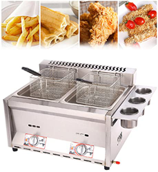 CHUYONGJIN Freidora de Gas Comercial de 16 l,freidora Profesional de Gas, freidora de Acero Inoxidable con 2 cestas para freír,Control de Temperatura  características