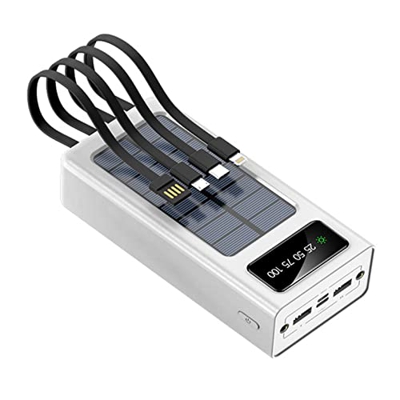 PIANAI Viene con un Banco de energía Solar de Tesoro de Carga de Gran Capacidad de 30000 mAh de Cuatro Cables Compatible con el 99% de los Dispositivo