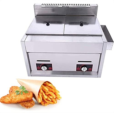 JIADUOFU Freidora con Cesta, Freidora Comercial Acero Inoxidable, Deep Fryer Gas para Encimera Cocina, para Restaurante Y Uso Doméstico, Tamaño de Fue