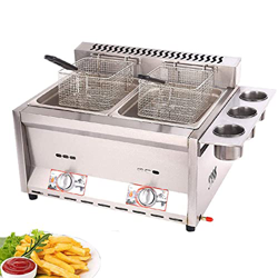 CHUYONGJIN Freidora de Gas propano Grande de Escritorio,freidora Profunda de Acero Inoxidable Pollo y Papas Fritas de Gran Capacidad Freidora de Gas p características