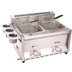 CHUYONGJIN Freidora de Gas de Doble Cilindro de 16 l,freidora de Gas de Acero Inoxidable Comercial con Cuchara de Cesta para encimera de Restaurante C en oferta