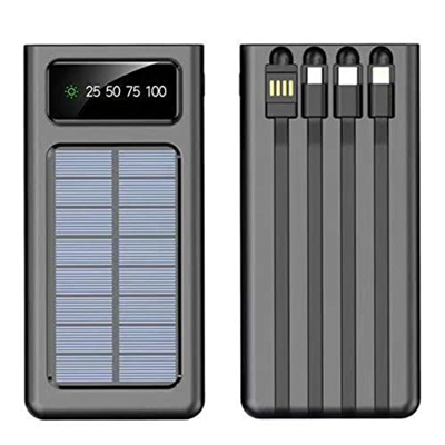 Viene con un Banco de energía Solar de Tesoro de Carga de Gran Capacidad de 30000 mAh de Cuatro Cables Compatible con el 99% de los Dispositivos USB e